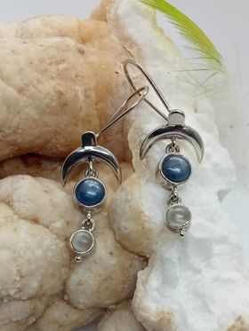 Blue Pearl & Moonstone Earrings