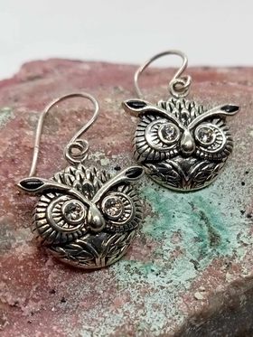 Stirling Silver Owl Earrings