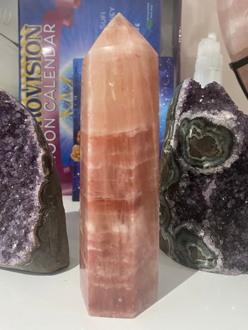 Pink calcite tower