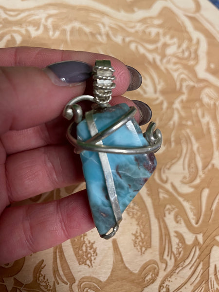 Larimar - Sterling Silver Wrapped Pendant