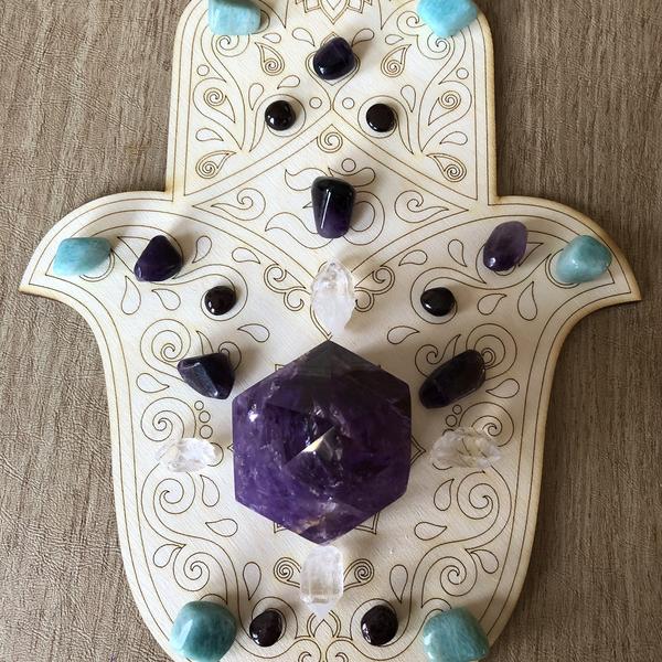 Hamsa Crystal Grid 12inch