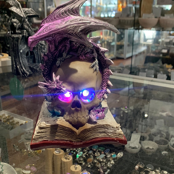 Light up Skull with Dragon & Book