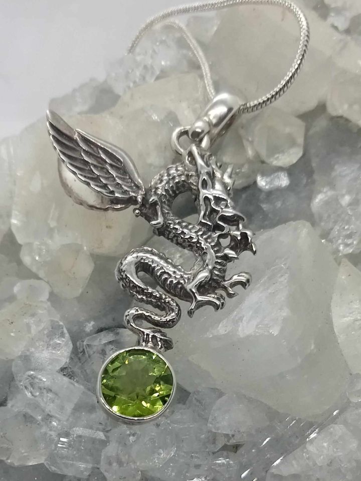 Dragon Pendant with Peridot