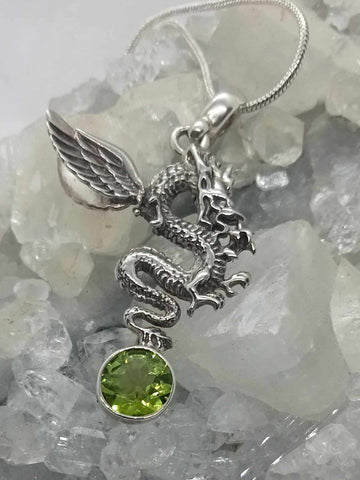 Dragon Pendant with Peridot