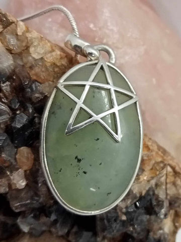 Prehnite with Pentagram Pendant