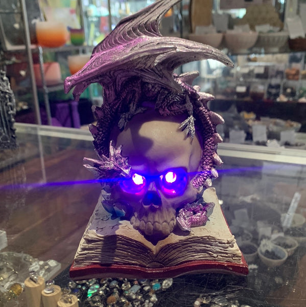 Light up Skull with Dragon & Book