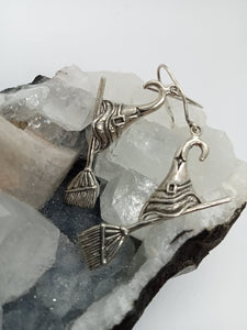 Witch Hat & Broom Earrings