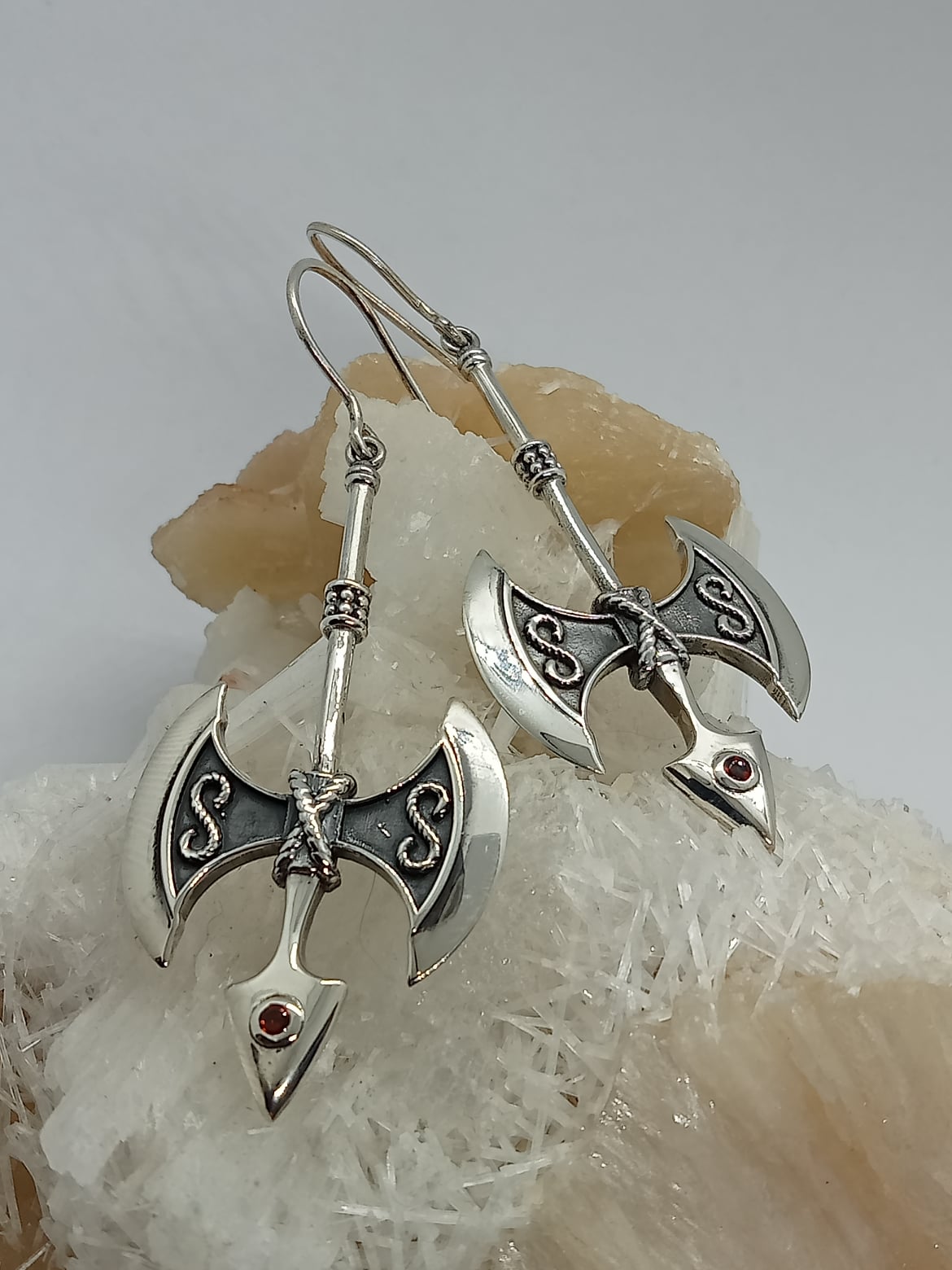 Axe Garnet Earrings