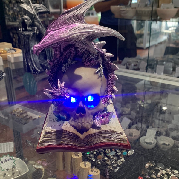 Light up Skull with Dragon & Book