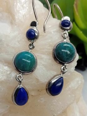 chrysocolla and Lapis earrings