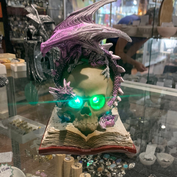 Light up Skull with Dragon & Book