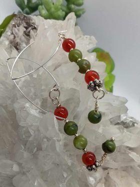 Jade and Carnelian Earrings