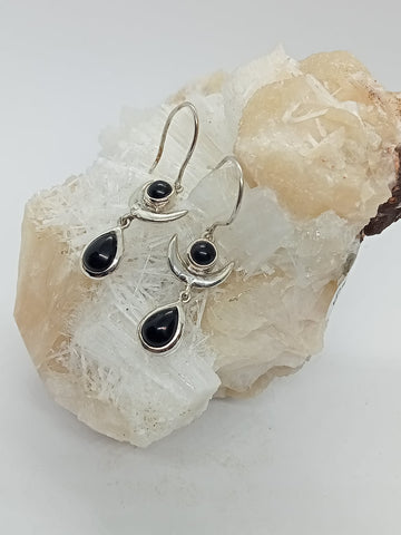 Obsidian Moon Earrings