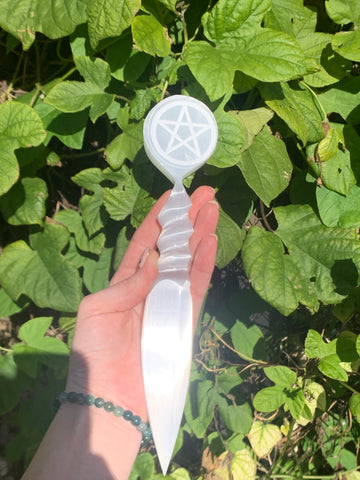Selenite Knife with Pentacle