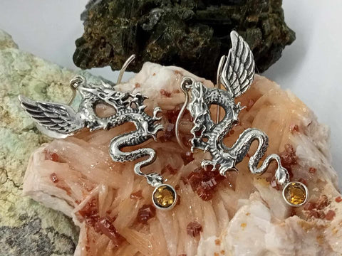 Citrine Dragon Earrings