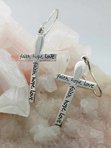 Cross Earrings faith,hope,love