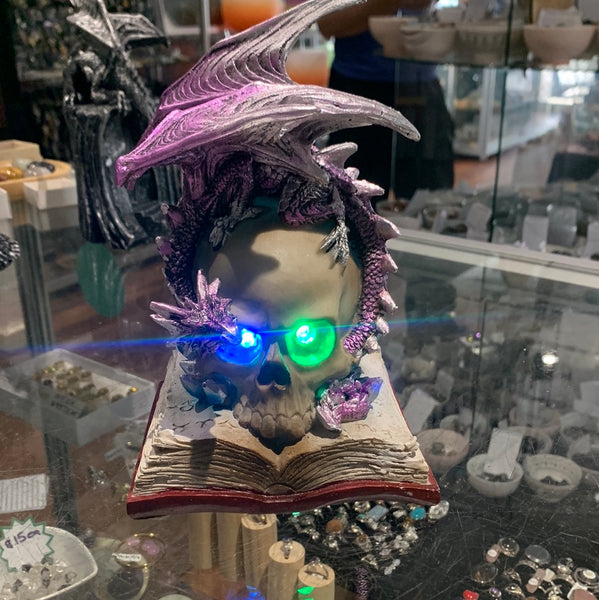 Light up Skull with Dragon & Book