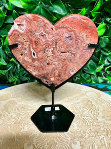Pink crazy lace agate heart -2