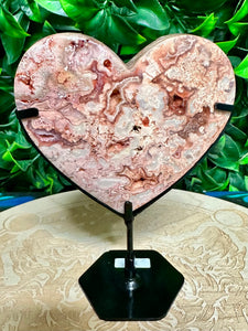 Pink Crazylace Agate heart -3