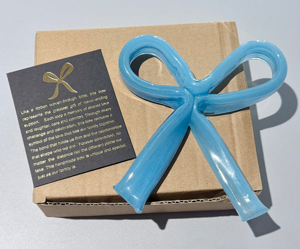 Blown Glass Ribbon Bow-Blue