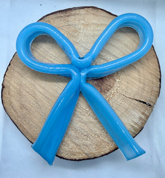 Blown Glass Ribbon Bow-Blue