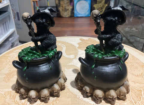 Witch cat on cauldron