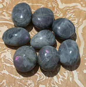 Pink labradorite palm stones