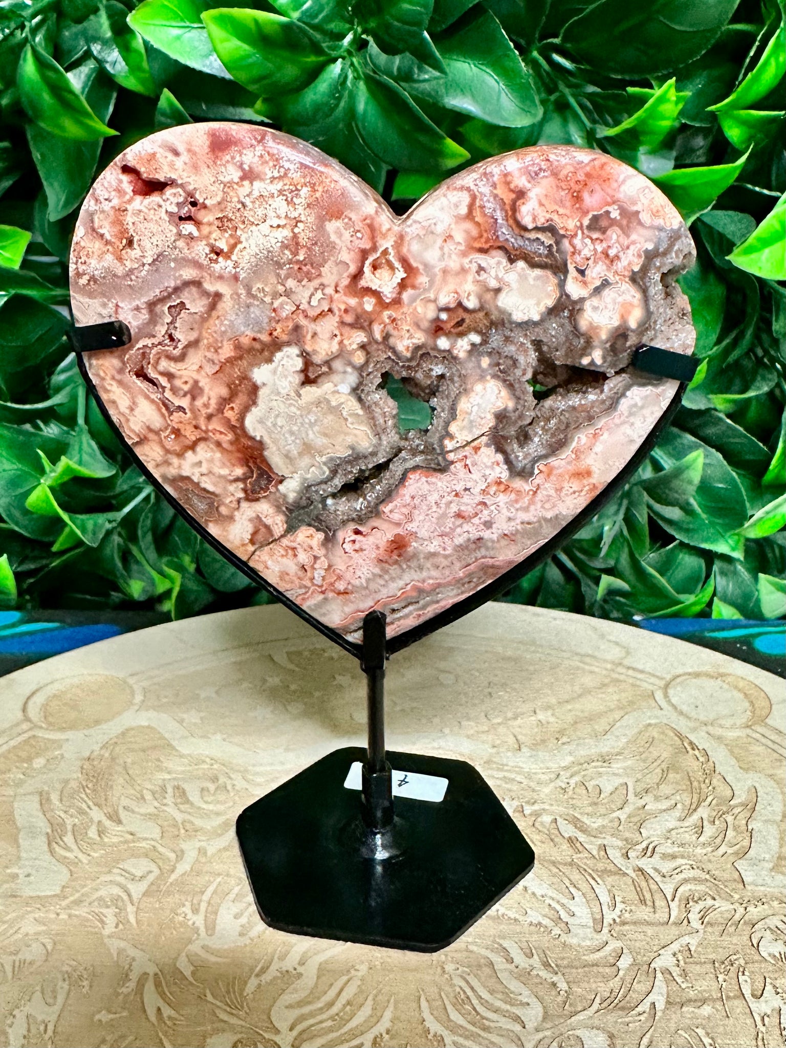 Pink crazy lace agate heart-4