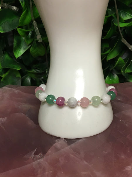 Kunzite, Green Aventurine and Rainbow Moonstone Bracelet