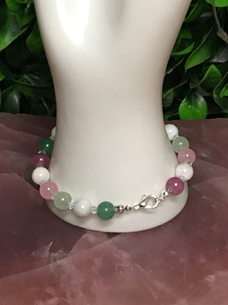 Kunzite, Green Aventurine and Rainbow Moonstone Bracelet
