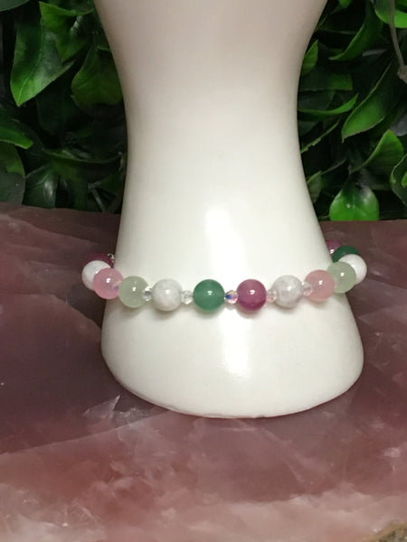 Kunzite, Green Aventurine and Rainbow Moonstone Bracelet