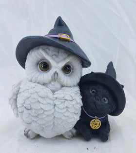 Snow Owl with Witch Cat