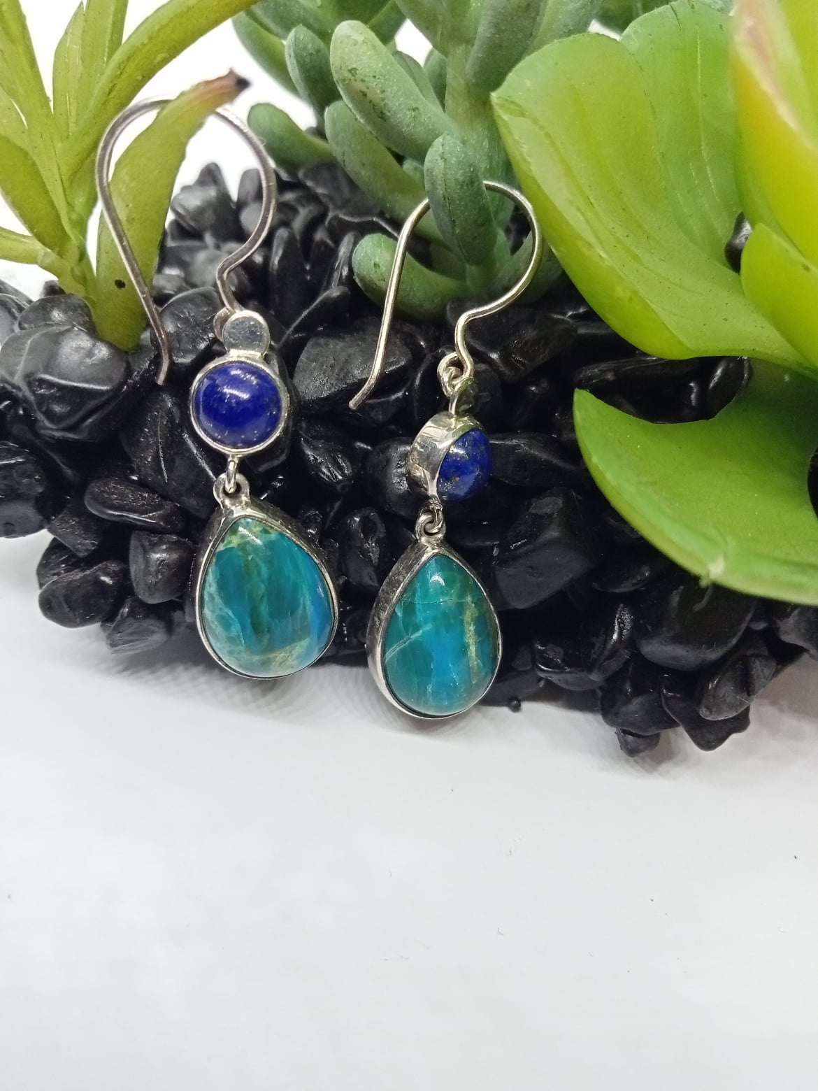 Peruvian Opal & Lapis Lazuli Earrings