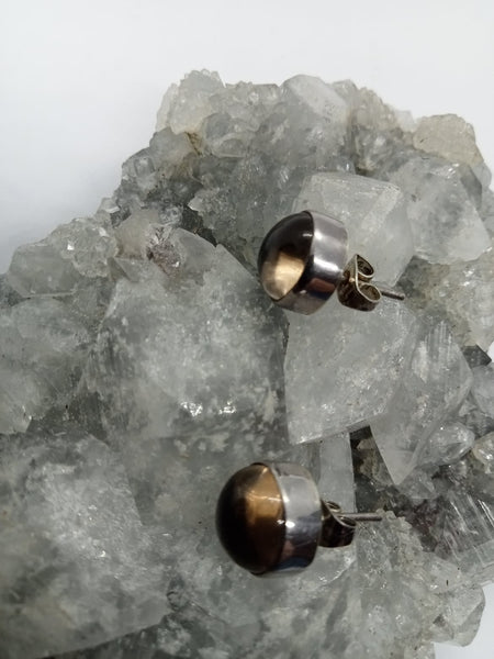 Smokey Quartz & Paua Shell Earrings