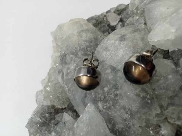 Smokey Quartz & Paua Shell Earrings