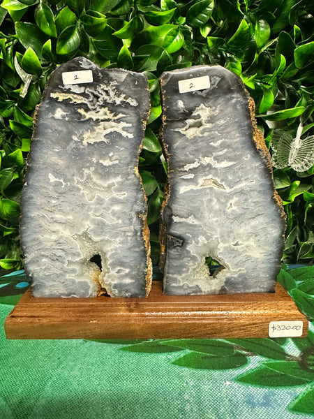 Blue plume agate display slab-2