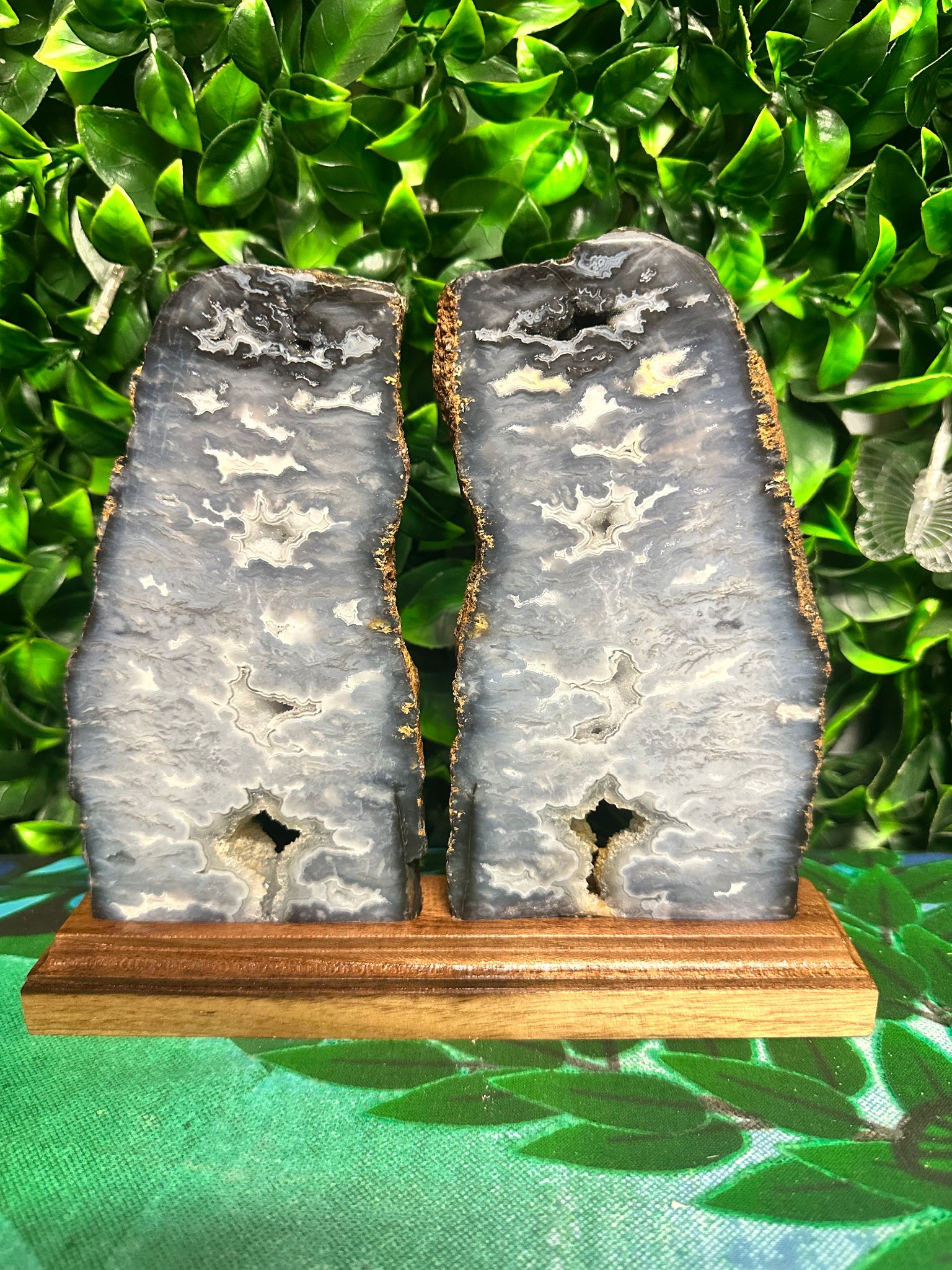 Blue plume agate display slab-2