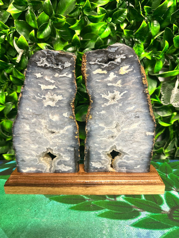 Blue plume agate display slab-2