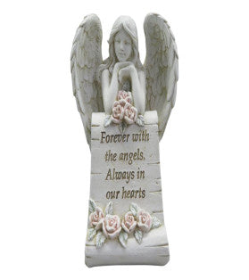 Kneeling Angel with Roses and Wording