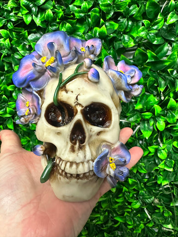 Skull with purple flowers