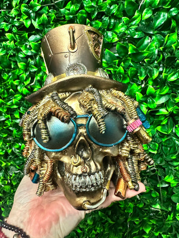 Bronze Steampunk skull with dreads