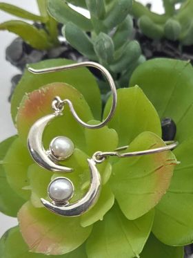 moonstone moon earrings