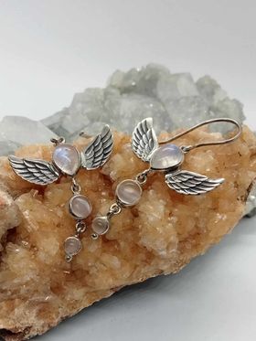 Moonstone with Wings Earrings