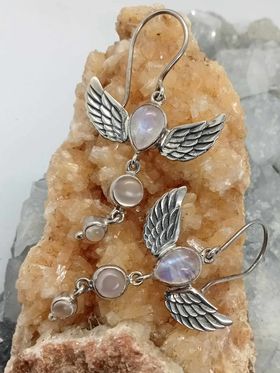 Moonstone with Wings Earrings