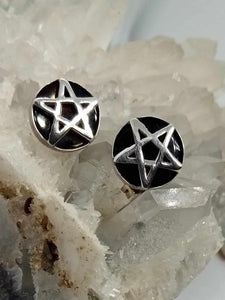 Black Obsidian Pentagram Earrings