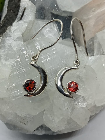 Garnet Moon Earrings