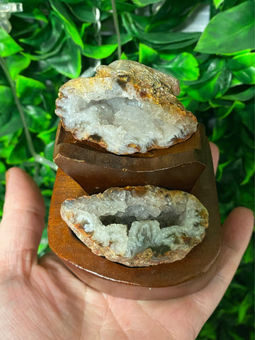 Geode in wooden stand