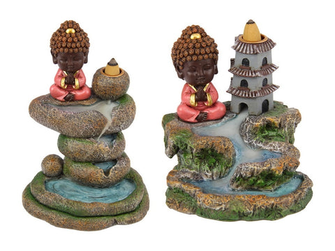 BUDDHA MEDITATING & WATERFALL BACKFLOW INCENSE BURNER