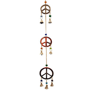 Brass Peace Sign Brass Hanging with Bells