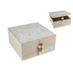 Jewellery Box with White BoHo/Mandala Pattern